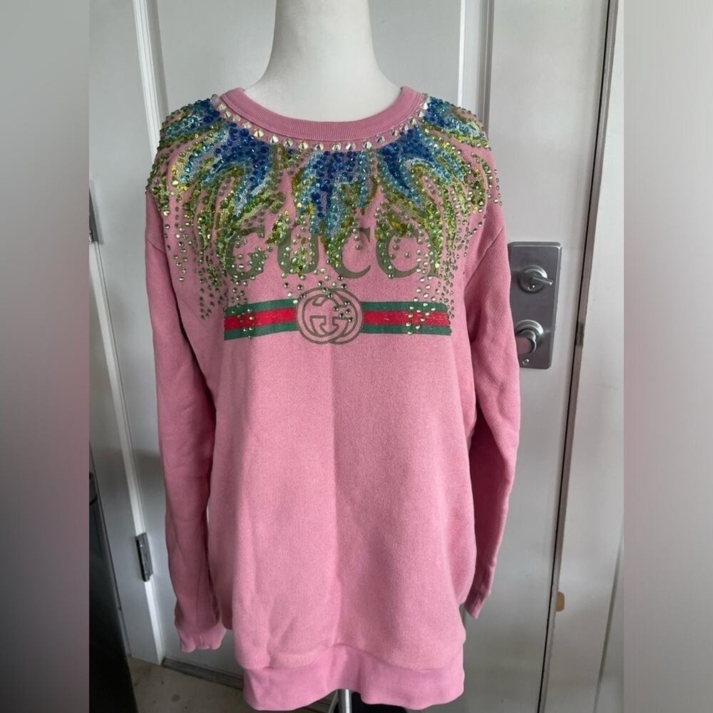 GUCCI embellished Jewel Rhinestone flameSweater sweatshirt Size XS Small Women's